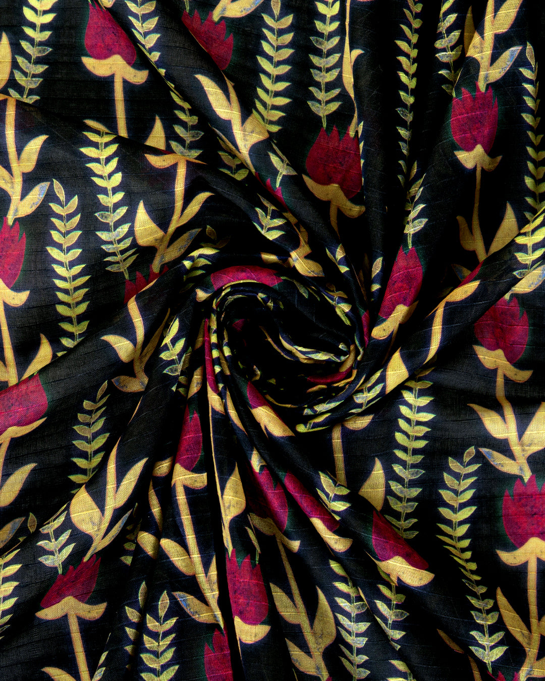 Black Floral Printed Unstitched 2-Piece Suit