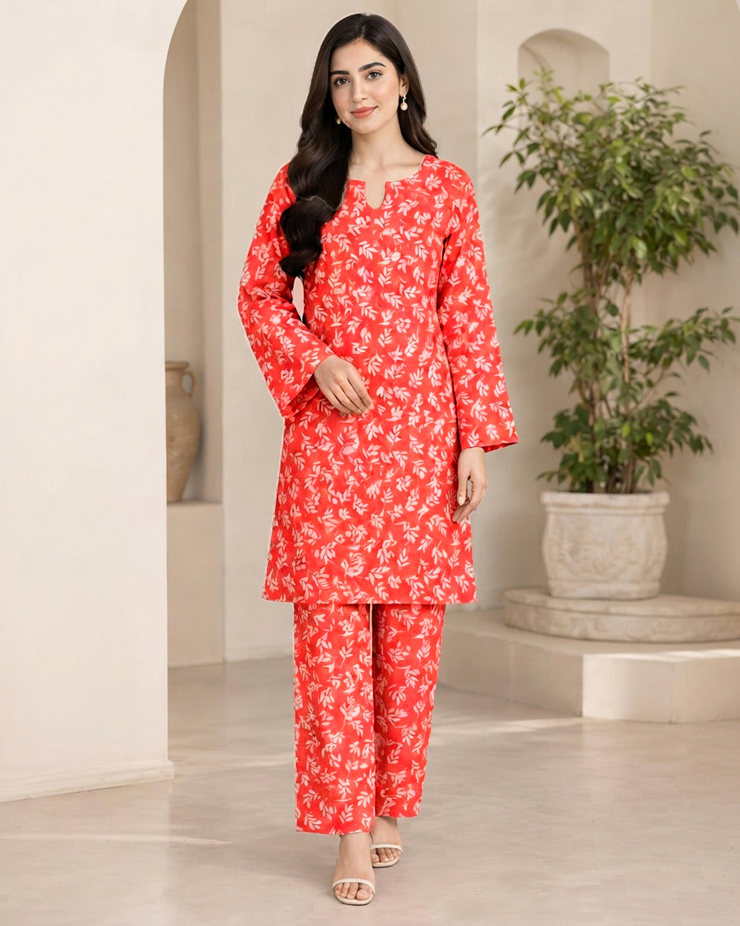Pink Floral Printed Unstitched 2-Piece Suit