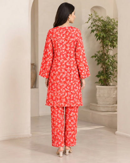 Pink Floral Printed Unstitched 2-Piece Suit