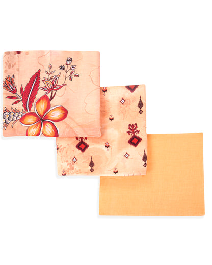 Peach Floral Printed Unstitched Lawn 3-Piece Suit