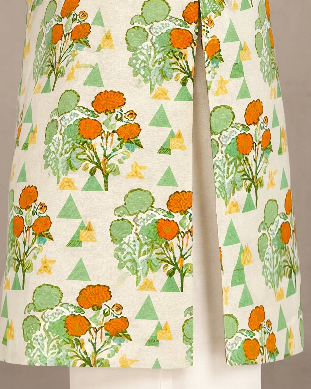 Off-White Printed 1-Piece Khaddar Kurti for Women
