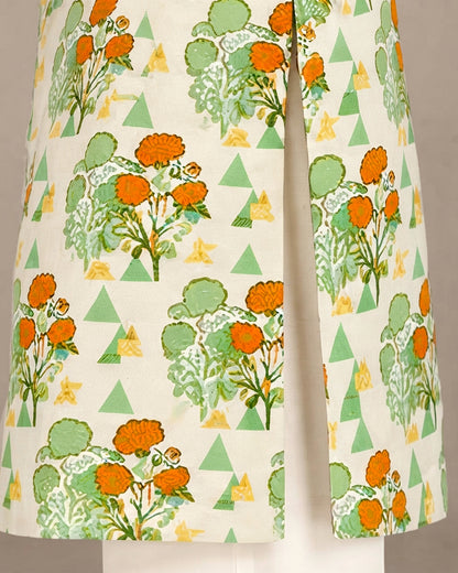 Off-White Printed 1-Piece Khaddar Kurti for Women