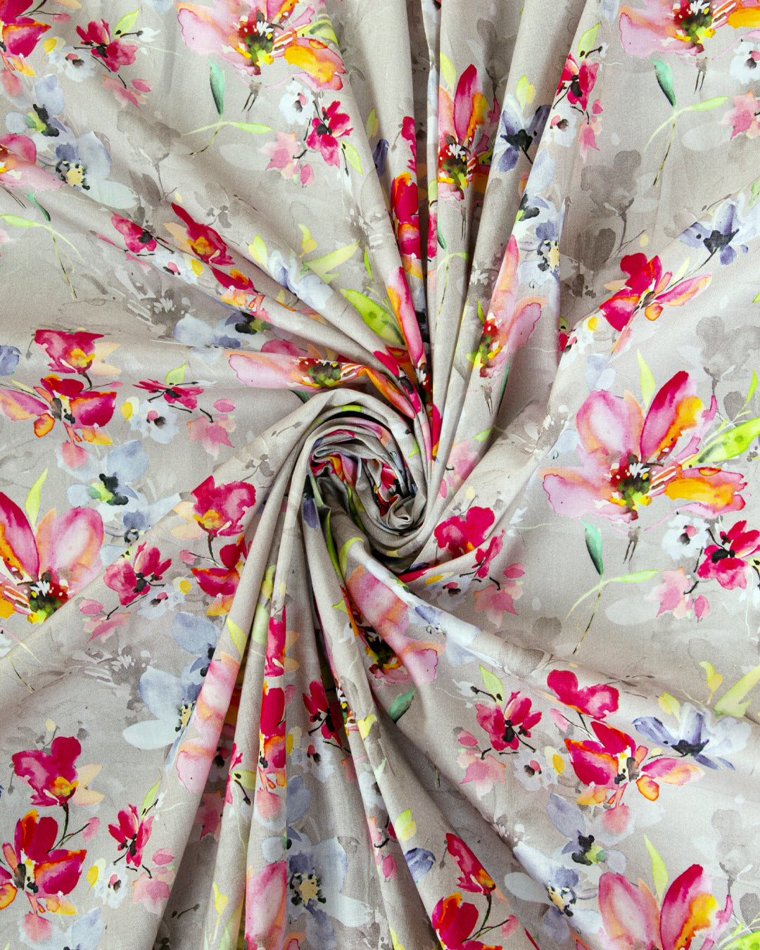 Grey Floral Printed Unstitched 2-Piece Suit
